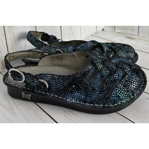 Alegria Freesia FRE-287X Blue Mermaid Mosaic leather Mary‎ Jane clogs 38/7.5